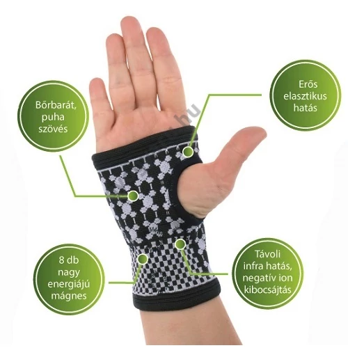 Mágneses csukló- és kézfejszorító turmalinnal